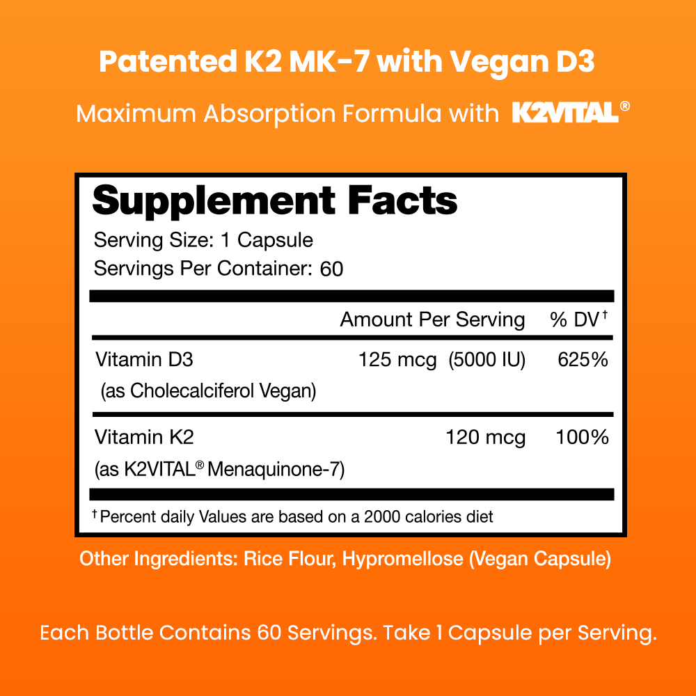 Vitamin D3 + K2 | Supplement For Heart & Bone Health