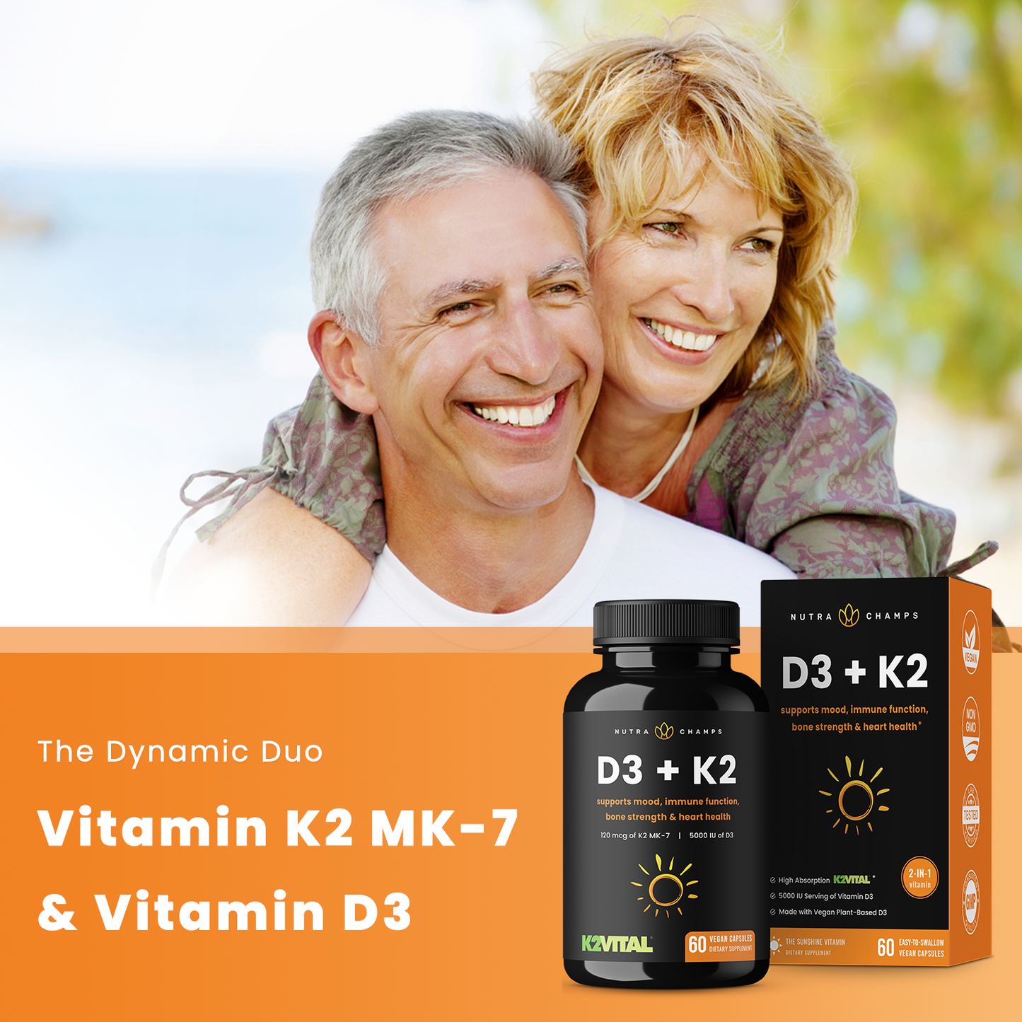 Vitamin D3 + K2 | Supplement For Heart & Bone Health